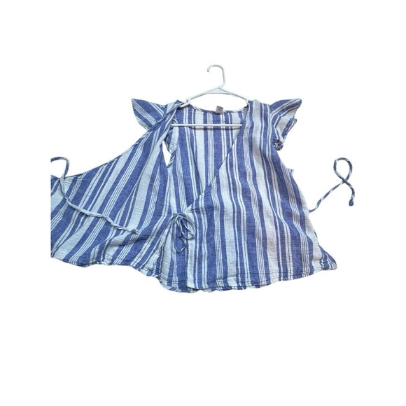 Old Navy Women's Blue and White Tie Blouse Y2K Size M - Picture 3 of 10